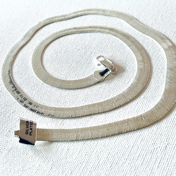 Other - New silver plated herringbone chain 24” length 8 mm width
